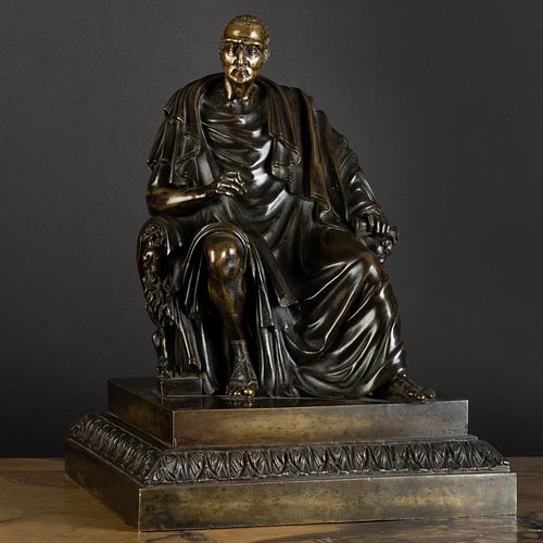 BRONZE FIGURE OF A SEATED DUKE OF