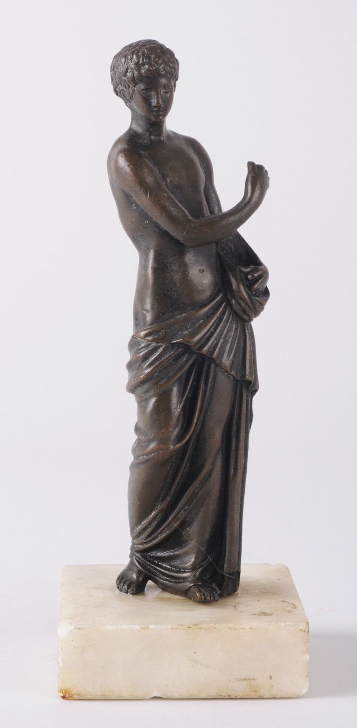 BRONZE FIGURE OF A SEMI-DRAPED