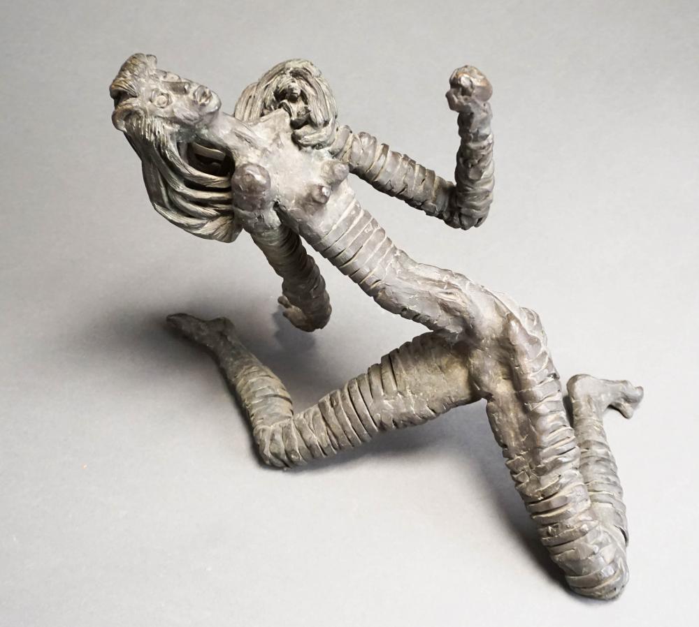 BRONZE FIGURE OF A WOMAN, H: 14 IN.