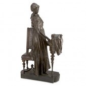 Bronze Figure of a Woman Playi