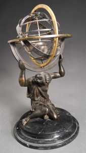 BRONZE FIGURE OF ATLAS HOLDING