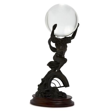 Bronze Figure of Atlas with Crystal