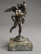 BRONZE FIGURE OF CHERUB HOLDIN