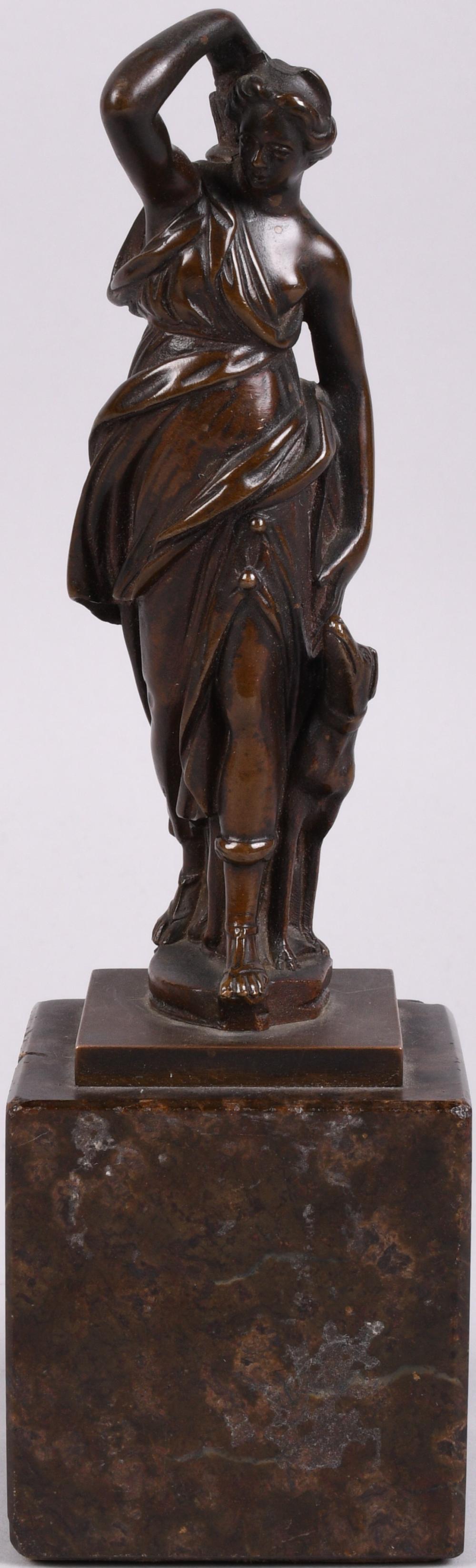 BRONZE FIGURE OF DIANA WITH