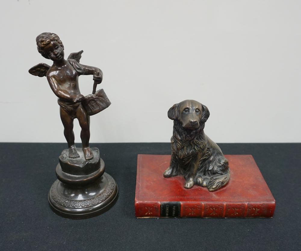 BRONZE FIGURE OF DRUMMING PUTTO AND