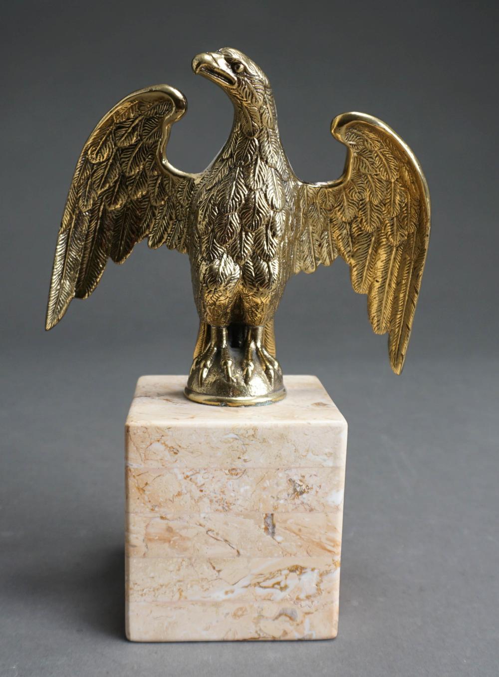 BRONZE FIGURE OF EAGLE ON STONE