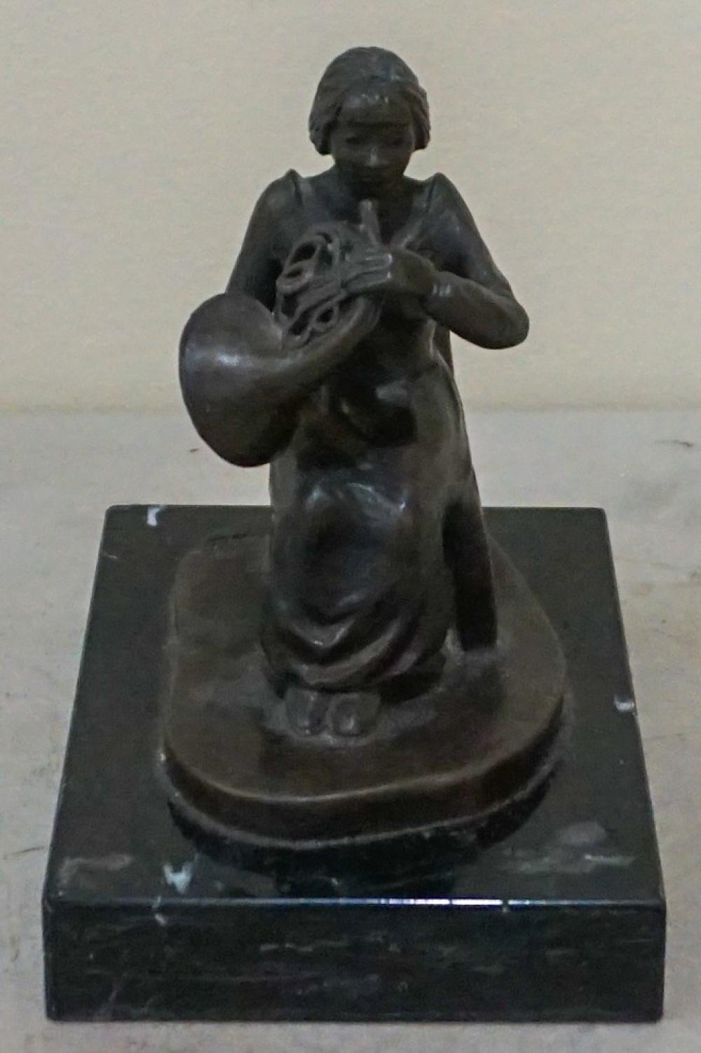 BRONZE FIGURE OF GIRL PLAYING