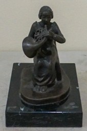 BRONZE FIGURE OF GIRL PLAYING