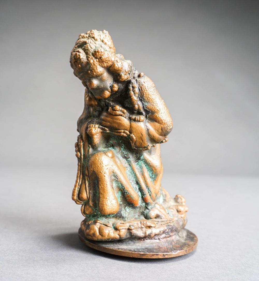 BRONZE FIGURE OF KNEELING MAN, H: 6