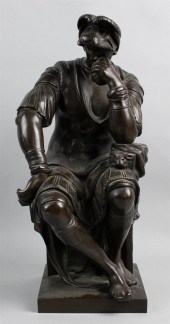 BRONZE FIGURE OF LORENZO DE ME