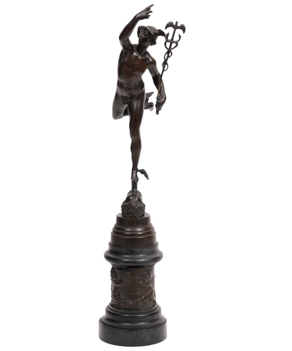 BRONZE FIGURE OF MERCURY ON