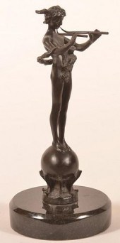 BRONZE FIGURE OF PAM SIGNED "J