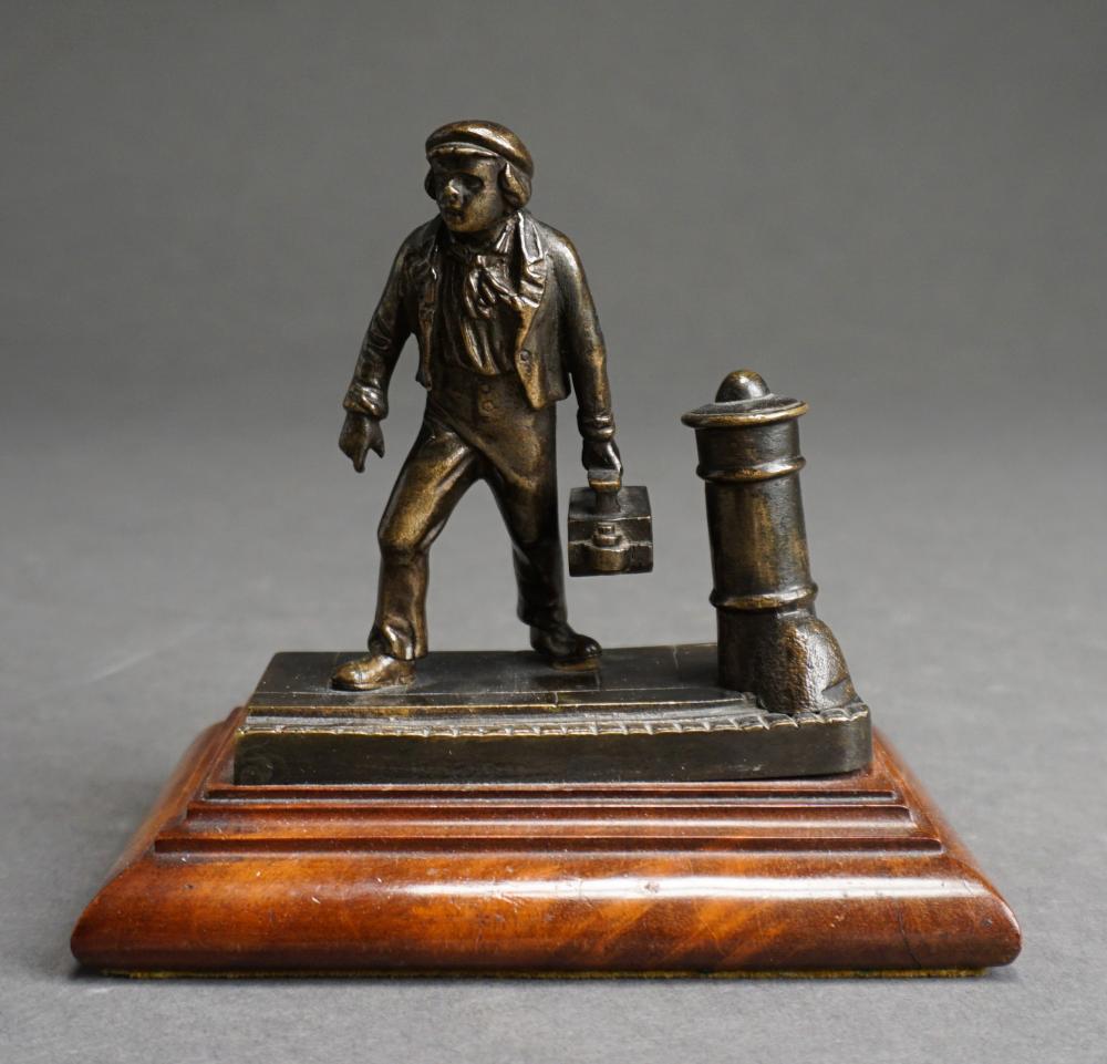 BRONZE FIGURE OF SHOESHINE BOY ON