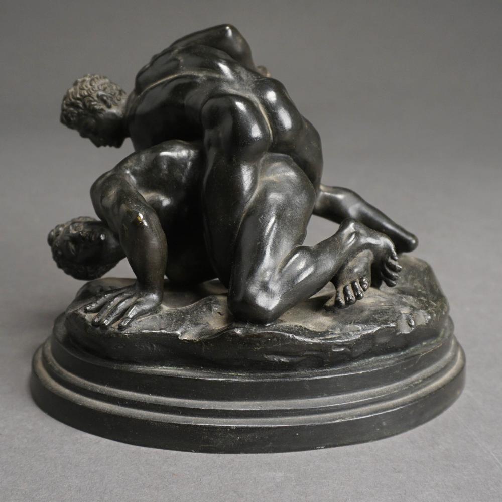 BRONZE FIGURE OF WRESTLERS 6 X 7
