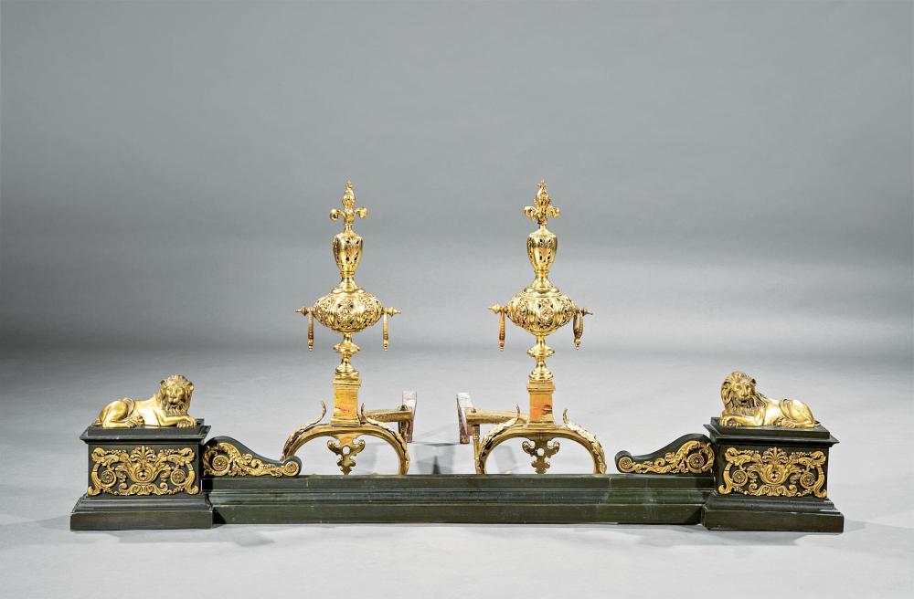 BRONZE FIRE FENDER AND PAIR OF