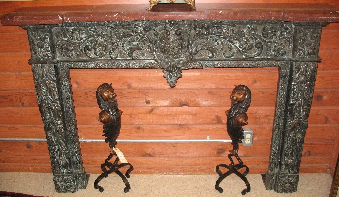 BRONZE FIREPLACE SURROUND WITH ROSE