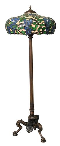 BRONZE FLOOR LAMP, HAVING LEADED