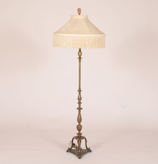 Bronze floor lamp with carved