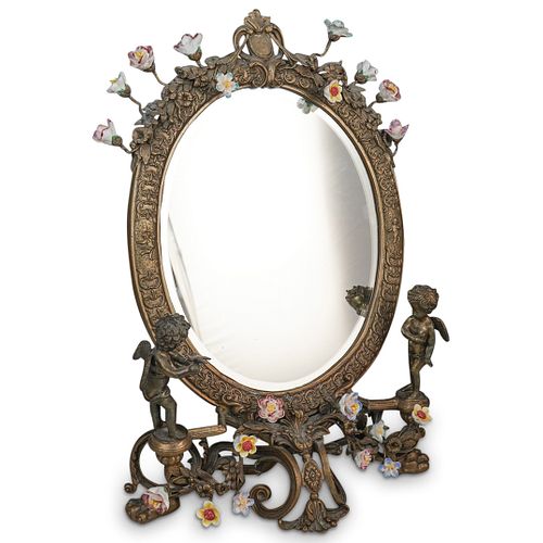 BRONZE FLORAL & CHERUB VANITY