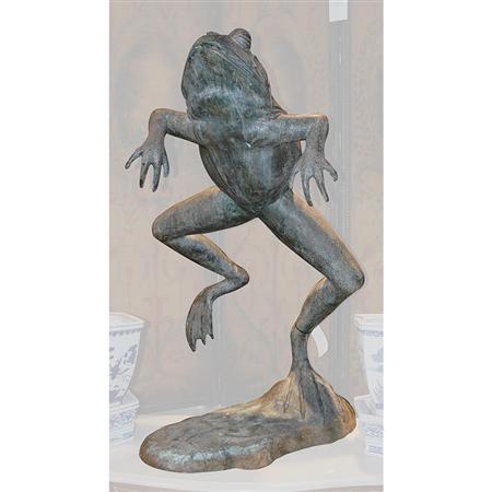 Bronze Frog-Form Garden Fountain