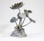 BRONZE GARDEN FROG FOUNTAIN Un