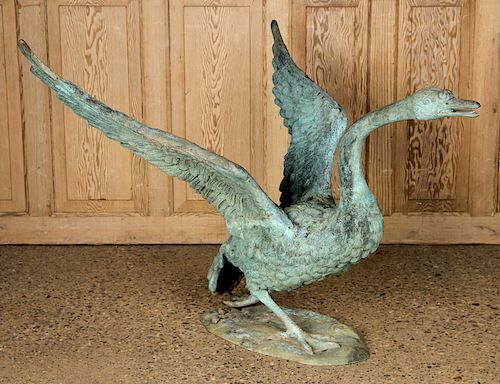 BRONZE GARDEN SCULPTURE OF A