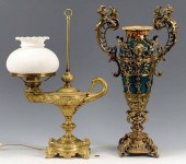 BRONZE GENIE LAMP AND MOUNTED