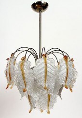 BRONZE GLASS LEAF FORM 10-ARM