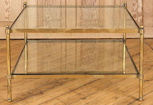 BRONZE GLASS TWO TIER COFFEE