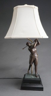 BRONZE GOLFER FIGURAL TABLE LA