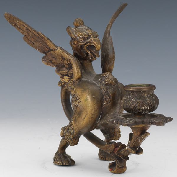 BRONZE GRIFFIN CANDLESTICK 6?" x