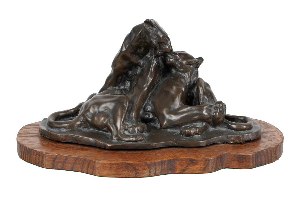 BRONZE GROUP OF PANTHERSwith