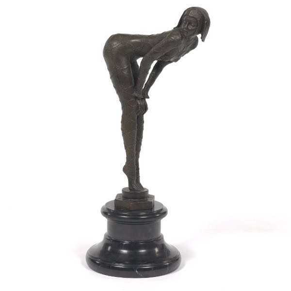 BRONZE HARLEQUIN SCULPTURE 13 ¾"