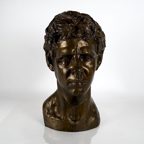 BRONZE HEAD OF A MANBronze head
