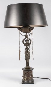 BRONZE HERM LAMP ON A ROUGE MA