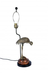 BRONZE HERON MOUNTED AS A LAMP