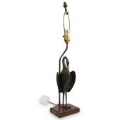 BRONZE HERON TABLE LAMPDESCRIP