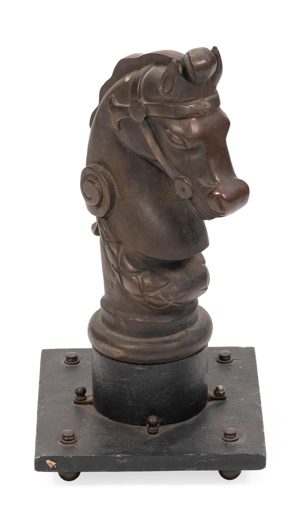 BRONZE HORSE’S HEAD-FORM HITCHING