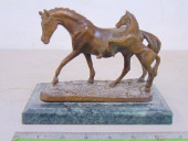 BRONZE HORSES ON MARBLE BASE,