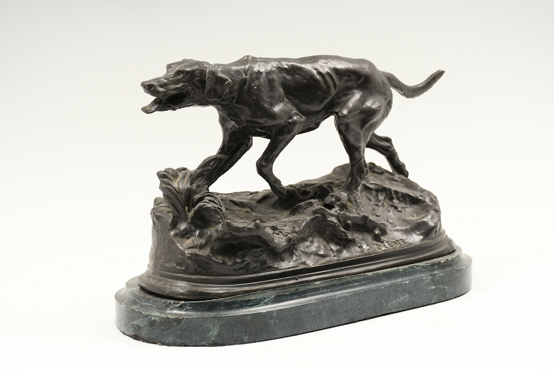 BRONZE HUNTING DOG SCULPTURE
