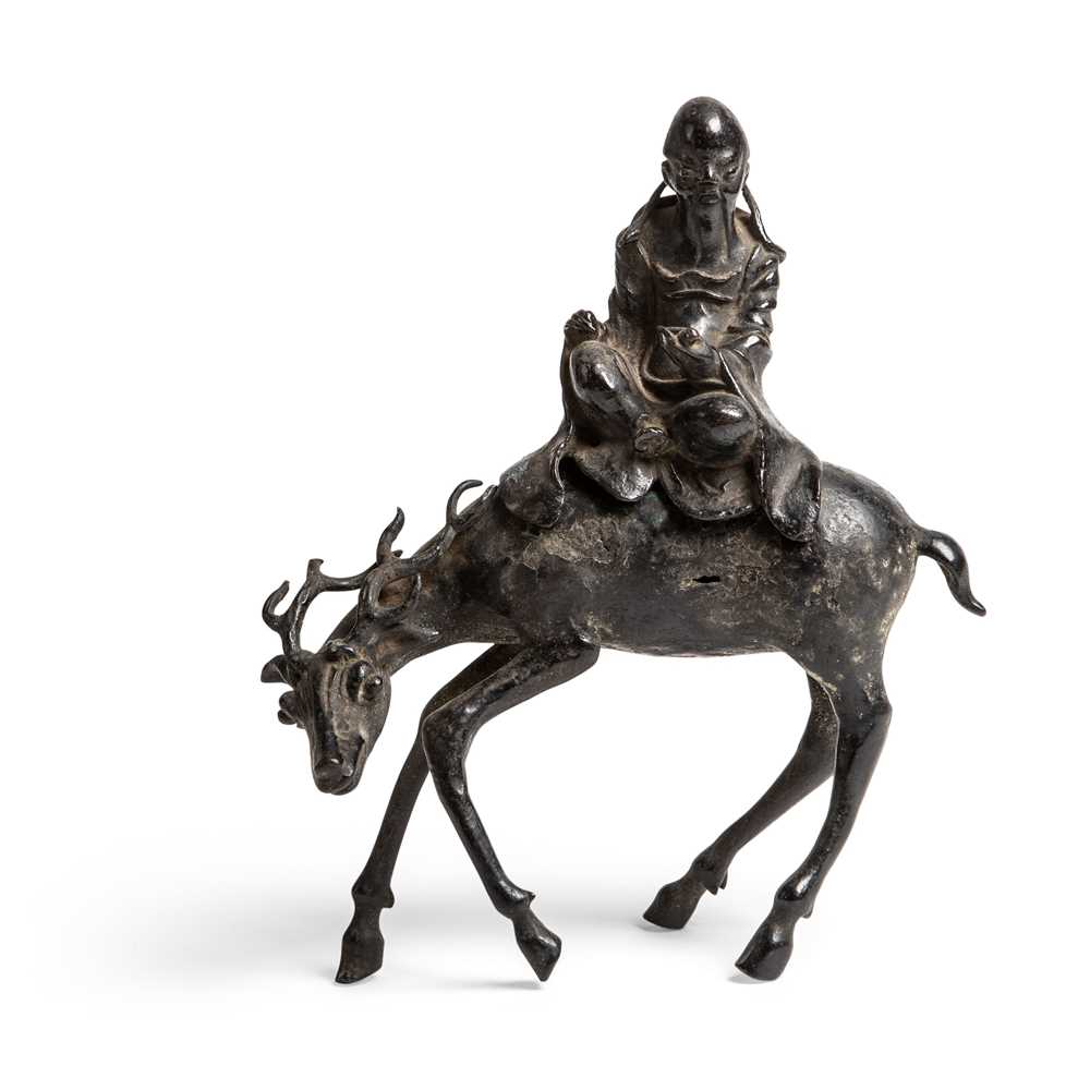 BRONZE INCENSE 'DEITY ON STAG'