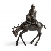 BRONZE INCENSE 'DEITY ON STAG'