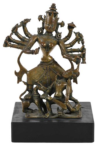 BRONZE INDIAN FIGURE OF DURGA AND