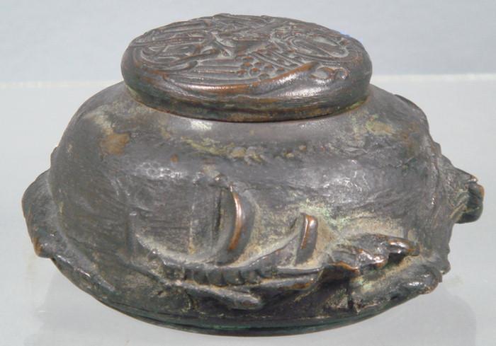 Bronze inkwell depicting the ocean,