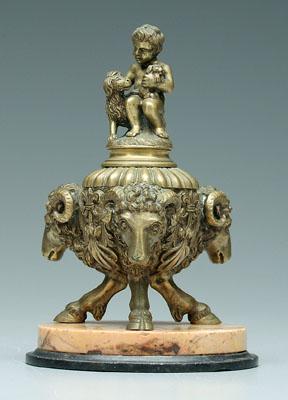 Bronze inkwell, three rams'