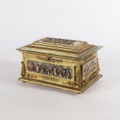 BRONZE JEWELRY CASKET WITH CAP