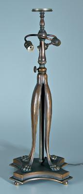 Bronze lamp base, patinated
