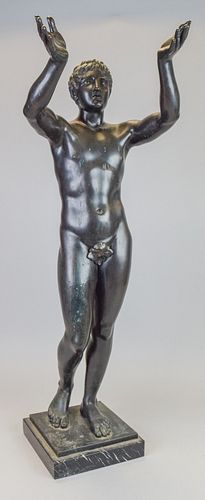 BRONZE MALE NUDE ON MARBLE
