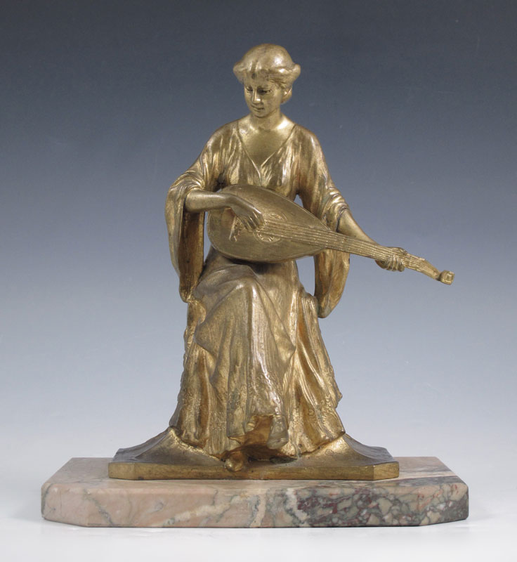 BRONZE MANDOLIN PLAYER SIGNED