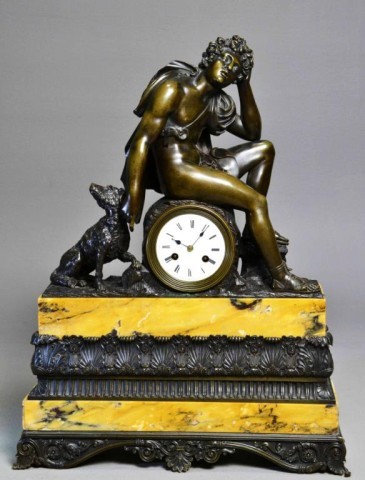 BRONZE MANTLE CLOCK WITH SIENA